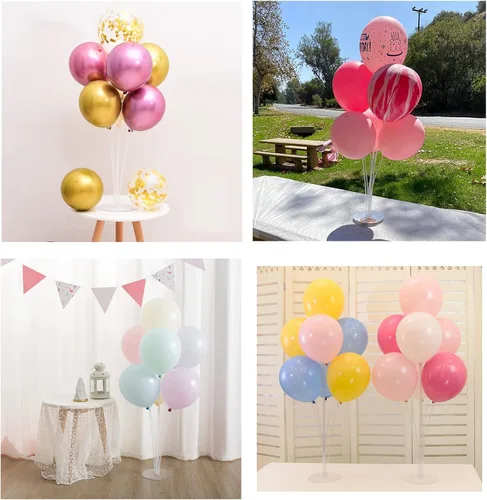 Vista 4 de 2 juegos de soportes para globos de 28 pulgadas con base, kit de soporte de columna de globo transparente reutilizable para mesa, incluye pegamento