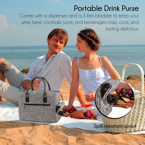 Vista 3 de Primeware – Bolsa aislante para bebidas con bolsa de 3 litros Almacenamiento térmico caliente y frío Dispensador portátil para vino, cócteles