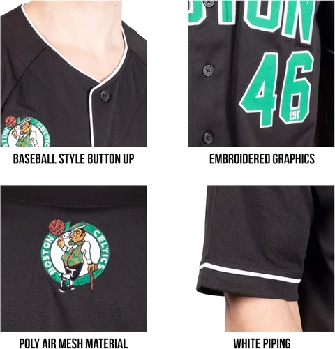 Vista 5 de Ultra Game Camiseta de béisbol oficial de la NBA con botones y botones para hombre