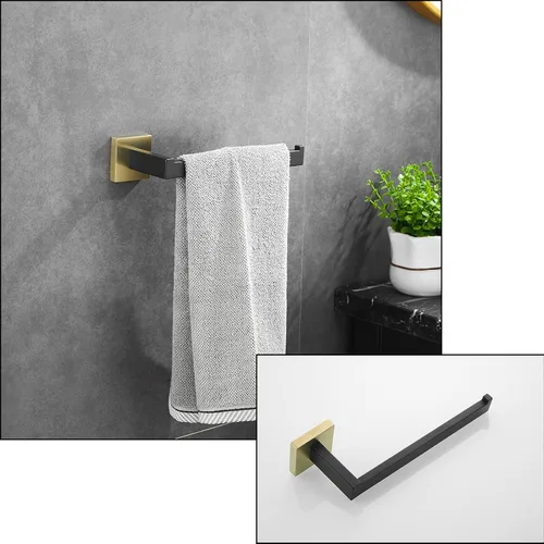 Vista 4 de Juego de accesorios de baño de 23.6 pulgadas, 2 ganchos para toallas, soporte para papel higiénico, soporte para toallas de mano, accesorios de baño