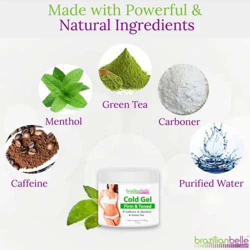 Vista 3 de Brazilian Belle Gel reafirmante frío – Crema tensora y anticelulítica con cafeína – Gel reafirmante avanzado y reafirmante corporal para piel suelta