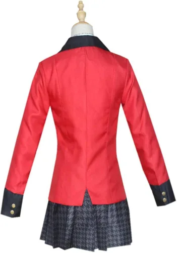 Vista 3 de Aoibox Compulsive Gambler Anime Kakegurui Yumeko Jabami Cosplay Traje Conjunto Completo
