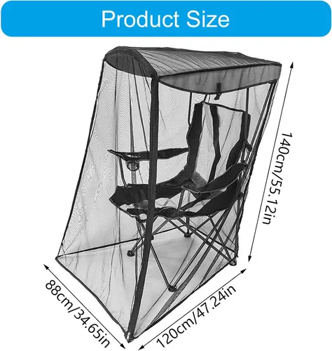 Vista 3 de Silla de pesca para acampar con toldo de red transpirable y soporte para tazas, silla plegable para exteriores, protección solar
