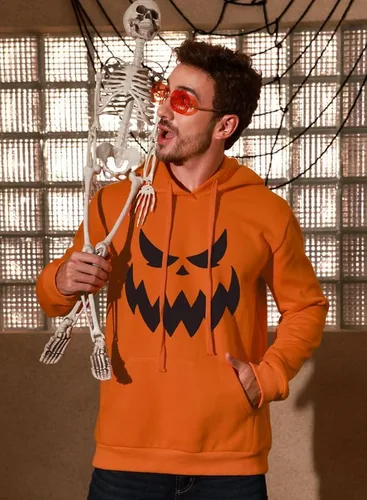 Vista 4 de Arvilhill Sudadera con capucha de calabaza de Halloween para hombre