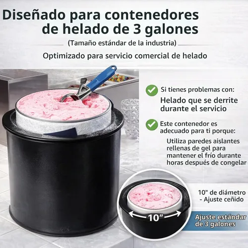 Vista 5 de Carlisle FoodService Products - Servidor de helado Coldmaster con recipiente aislado con tapa para cocinas y restaurantes, plástico, tres galones
