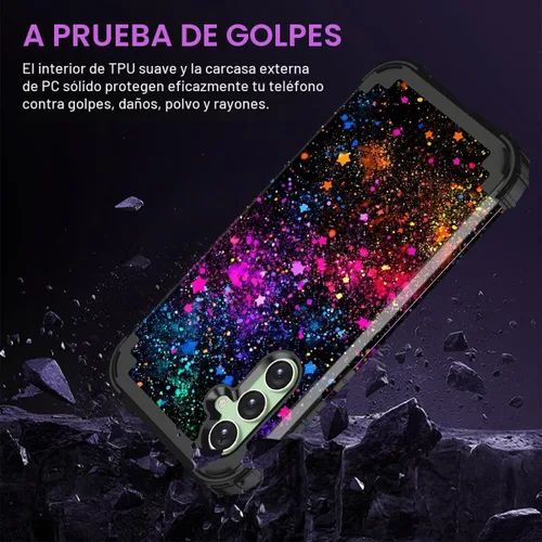 Vista 5 de Miqala Funda para Galaxy S23 FE 5G, brilla en la oscuridad, tres capas, resistente, a prueba de golpes, protección de cuerpo completo, parachoques
