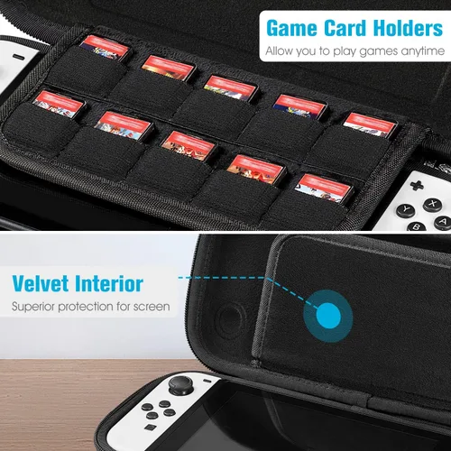 Vista 4 de Fintie Slim Carrying Case for Nintendo Switch OLED Model 2021Switch 2017 - Slim Fit Shockproof Protective Travel Storage Bag with 10 Game