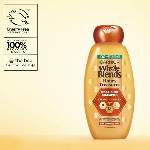 Vista 9 de Garnier Whole Blends Honey Treasures Champú reparador, para cabello seco y dañado, 3 onzas líquidas (tamaño de viaje), 1 unidad