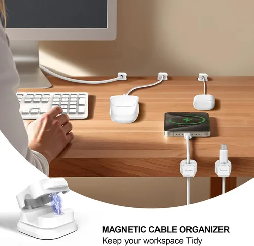 Vista 2 de Picozon Paquete de 6 Clips Magnéticos para Cables Organizador Soporte de Cables, Picozon Organizador Adhesivo de Gestión de Cables, Soporte