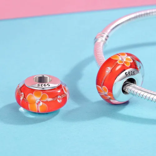 Vista 2 de JIAYIQI Abalorio de cristal de Murano compatible con pulseras Pandora plata de ley 925 cuentas de cristal para pulsera y collar