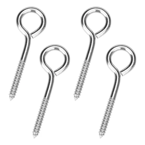 Vista 17 de Aovchei - 150 tornillos de ojo de acero inoxidable 304 de 0.59 pulgadas, ganchos de tornillo Rust-Resistant Self Tapping Eyelet Bolts for Wood