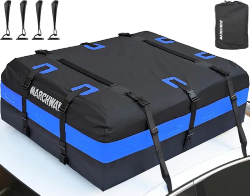 Vista 11 de MARCHWAY - Bolsa impermeable para techo de coche, bolsa de transporte para techo con carcasa suave y resistente a la intemperie para vehículos