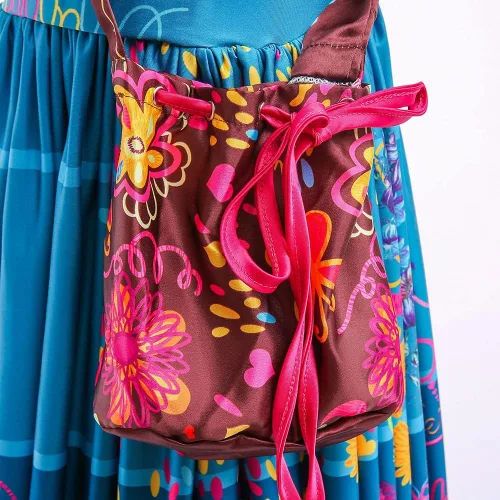 Vista 5 de Disfraz de Mirabel de Encanto con bolsa, lentes y aretes para cosplay, princesa, Navidad, Año Nuevo
