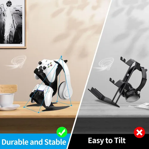 Vista 7 de DOYO Controller Stand Organizer for Desk, Universal Headphone Stand for Xbox PS5 PS4 Switch, Headset Holder & Desk Mounts, Gaming Desk Accessories