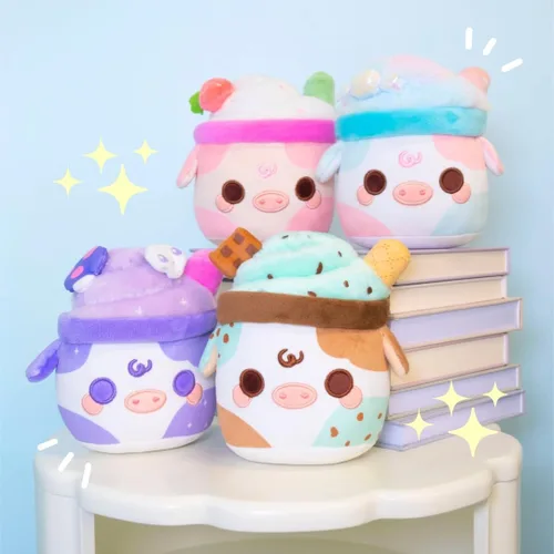 Vista 9 de PlushGoals Strawberry Mooshake - Lindo batido de vaca kawaii, juguete de peluche, 11 pulgadas