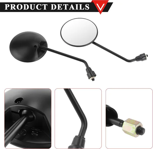 Vista 3 de PRO BAT Espejos retrovisores GY6 de 0.315 in/0.31 pulgadas, ajuste de 360° para GY6 50cc 150cc 250cc motor motocicleta ciclomotor ATV Quad 4 ruedas