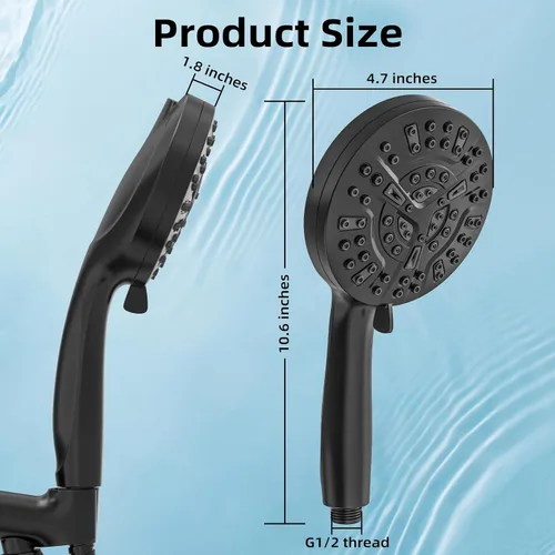Vista 8 de High Pressure Filtered Shower Head with Handheld, 9 Spray Modes 4.7" Shower Head, 59" long hose, 10 Layers Filter for Hard Water, Remove Chlorine