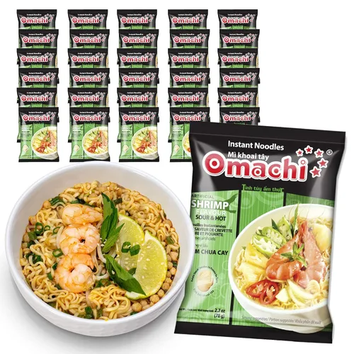 Vista 8 de OMACHI - Fideos de papa dorados, hechos con ingredientes naturales, superiores (camarones agrios y calientes, paquete de 30)