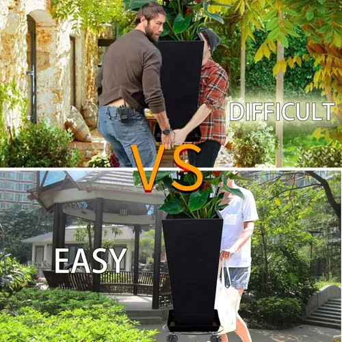 Vista 5 de Organizador para plantas con ruedas de hierro de metal resistente, soporte grande para plantas en maceta, para interiores y exteriores, jardín