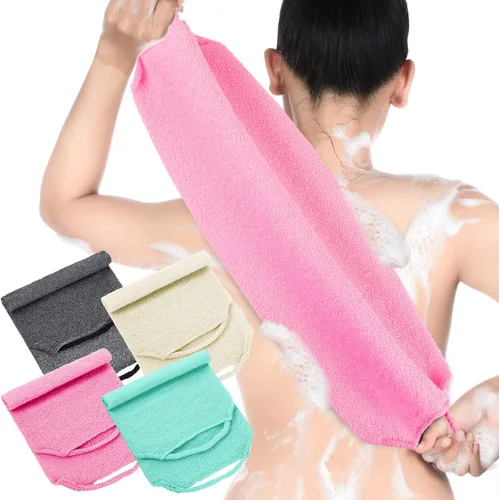 Vista 10 de Moukeren Juego de 4 esponjas exfoliantes para la espalda con mangos, nylon, esponjas exfoliantes de longitud extendida para la espalda, lavables