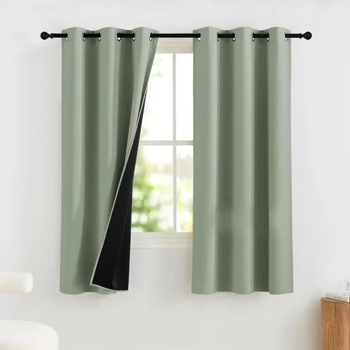 Vista 83 de NICETOWN Cortinas 100% Opacas Cortas de 36 Pulgadas de Largo para Dormitorio, Privacidad Aislamiento Térmico con Ojales Cortinas de Ventana