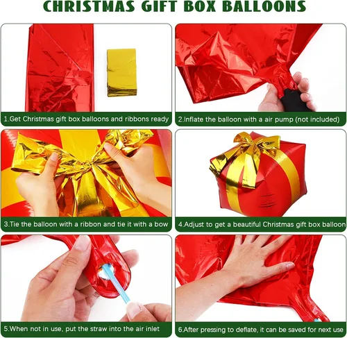 Vista 3 de RUODON Kit de arco de globos de Navidad, 233 piezas con dulces, bastón, látex, caja de regalo y globos de estrella para decoraciones de fiesta