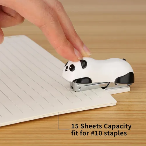 Vista 5 de Cute Panda Mini grapadora de escritorio, grapadora casera con 1000 grapas