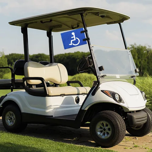 Vista 7 de Bandera de carrito de golf con correas, fácil de instalar, banderas para discapacitados para carrito de golf, bandera unisex para discapacitados