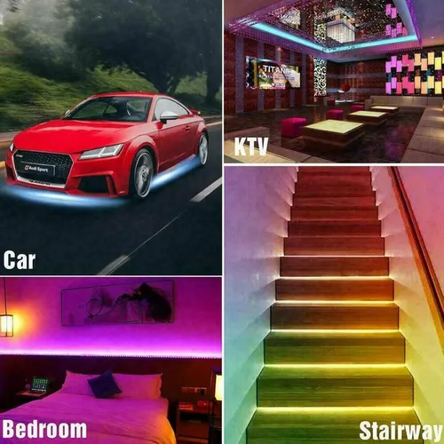 Vista 7 de LED Strip Light, 15-50FT Flexible Dimmable Tape Light, Warm White Cool White RGB Options, Energy Saving Adhesive Lighting for Mirror, Cabinet