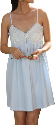 Vista 12 de Sharebeauty Camisón de algodón estilo princesa victoriana para mujer, ropa de dormir vintage