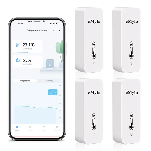 Vista 10 de eMylo WiFi Temperature Humidity Sensor, Wireless Indoor Thermometer Hygrometer with App Alert, Free Data Storage Export, Smart Temperature Humidity