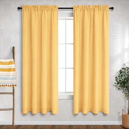 Vista 84 de Mrs.Naturall - Cortinas transparentes con bolsillo para barra de 36x63 pulgadas de lino mezclado negro