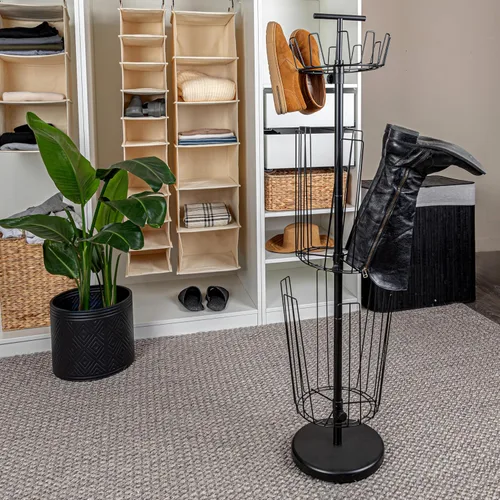 Vista 3 de Household Essentials Árbol de almacenamiento de botas de 3 niveles, negro mate