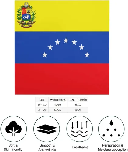 Vista 2 de Calculay Bandana con bandera venezolana, turbante, diadema para la cabeza, pulsera cuadrada, accesorios decorativos para el cabello, 25 x 25 pulgadas