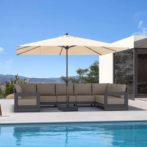 Vista 49 de PURPLE LEAF - Sombrilla de patio rectangular de 6' x 4', sombrilla de mesa para exteriores con marco de aluminio, sombrilla de mercado, sombrilla