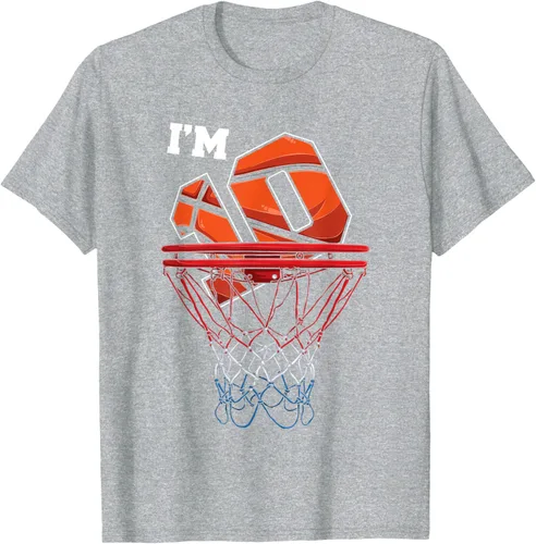 Vista 38 de Camiseta de regalo de cumpleaños con red de baloncesto de 10 años, Negro