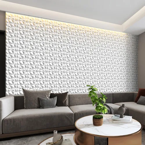 Vista 8 de INMOZATA Paneles de pared 3D para decoración de pared interior, paquete de 33 paneles decorativos de pared de 12 x 12 pulgadas con diamantes, panel