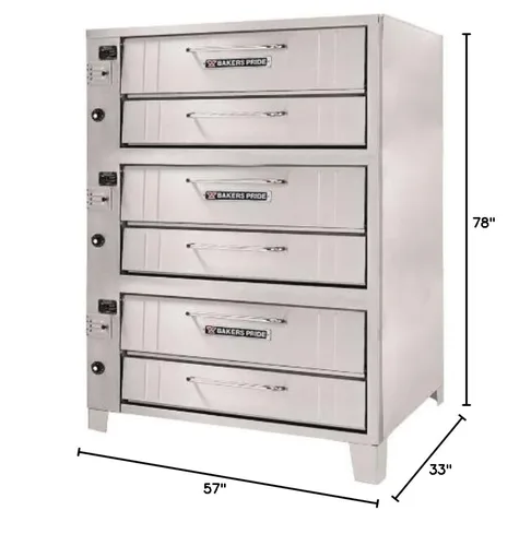 Vista 2 de Bakers Pride 3153 Horno de pizza de 57 pulgadas, tipo cubierta, gas, 210,000 BTU