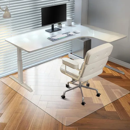 Vista 8 de Vicwe Tapete para silla de oficina para suelo de madera, 30 x 48 pulgadas, totalmente transparente, protector de silla de piso duro, fácil