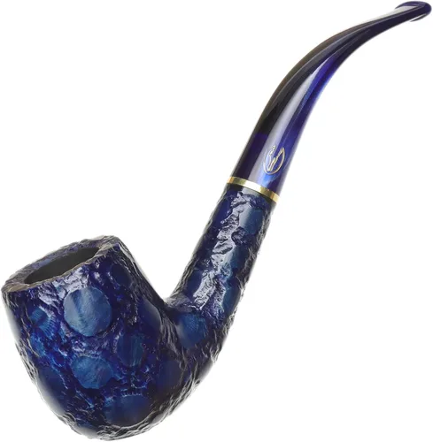 Vista 4 de Savinelli Pipes Alligator Collection 606 KS Bent Billar - Colorido tubo de madera italiana teñido a mano, hecho a mano en Italia, 0.236 in (azul)