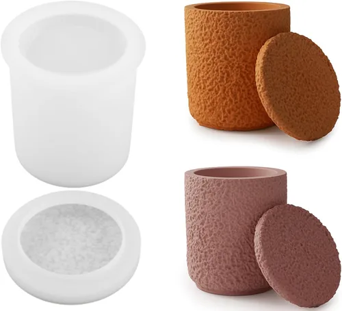 Vista 28 de Juego de Moldes para Botellas de Vela con Tapas, Moldes de Vaso de Vela Creativos de Silicona, Moldes de Botella de Hormigón con Rayas Redondas