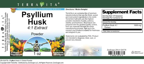 Vista 3 de Terravita Polvo de extracto de cáscara de psyllium 4:1 (1 oz, ZIN: 524776)