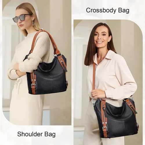 Vista 2 de Over Earth Bolsos de cuero genuino para mujer, bolsos de hombro Hobo, bolso de mano para mujer