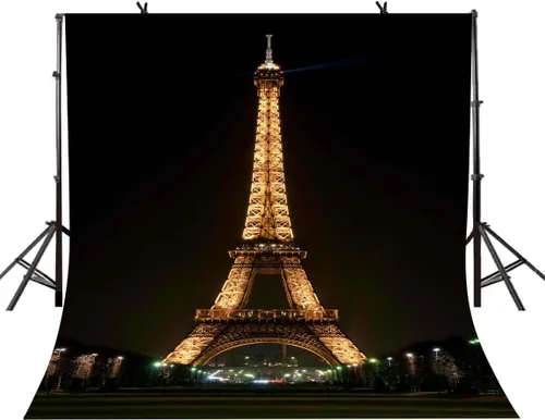 Vista 3 de Telón de fondo negro para fotografía que ilumina la Torre Eiffel para sesión de fotos, 3 x 5 pies, uso para fotografía, telón de fondo de boda