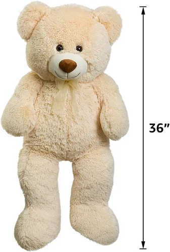 Vista 8 de HollyHOME Oso de peluche grande para cumpleaños y día de San Valentín, peluche para niños y novia, 36 pulgadas, color beige