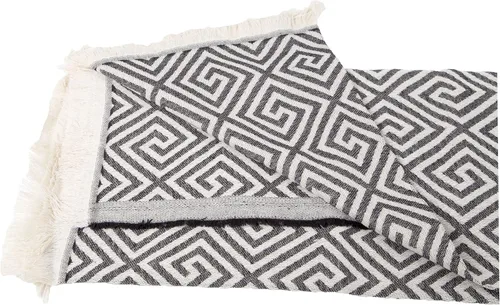 Vista 6 de Manta turca decorativa para cama, 75 x 90 pulgadas, de algodón, color blanco y negro, manta para cama y sofá