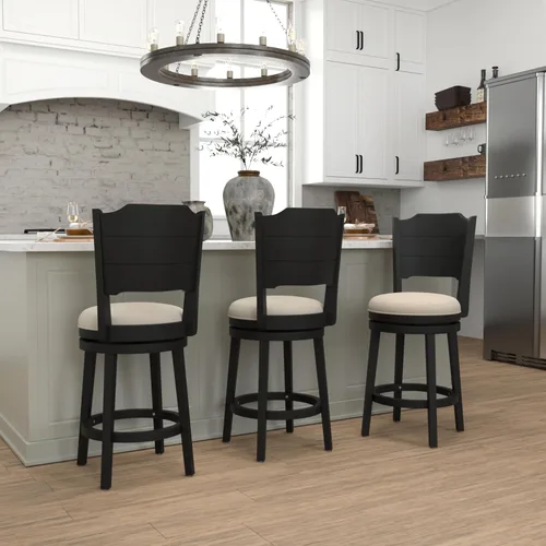 Vista 6 de Hillsdale Clarion - Taburete de Altura Giratoria de Madera para Barra, Negro