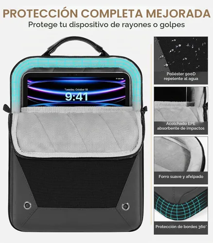 Vista 4 de MoKo Funda para tablet de 9 a 11 pulgadas, funda de transporte protetivo de 360° compatible con iPad 10th 10.9, iPad Air 5/4th 10.9, iPad 9/8th