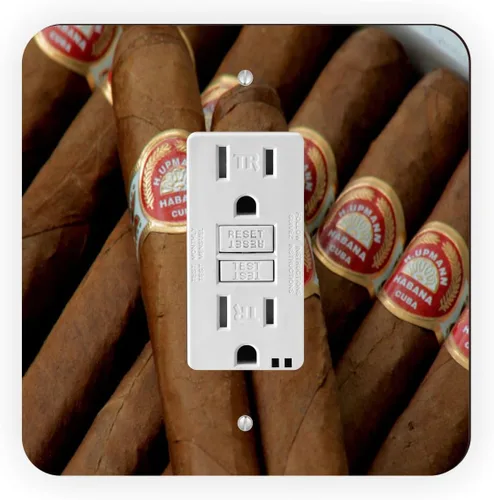 Vista 5 de Cuban Cigars Havana Cigar - Tapa de interruptor de luz basculante doble - Placa de interruptor basculante doble