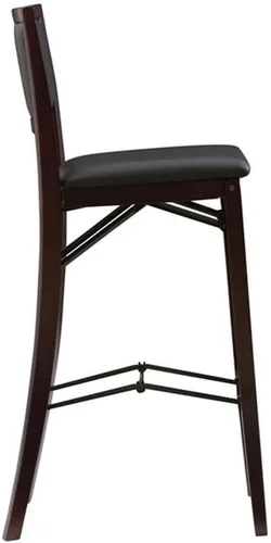 Vista 6 de Home Square Juego de 2 taburetes de bar plegables de madera con respaldo acolchado en marrón espresso